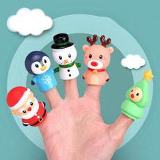 Children Early Education Finger Doll Set Animal Parent-Child Interactive Puppet Toy(KB08 Snow Baby)