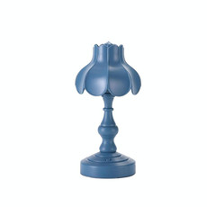 Retro Charging Table Lamp Bedroom Bed LED Eye Protection Light(LD05 Lotus Gray Blue)
