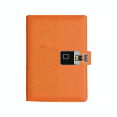A5 Multi-Function Fingerprint Unlocking Notebook Can Record 10 Fingerprints, Specification: Only With Fingerprint Lock(Steel Wire Orange)