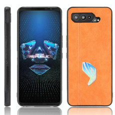 For Asus ROG Phone 5 Shockproof Sewing Cow Pattern Skin PC + PU + TPU Case(Orange) For Asus ROG Phone 5 Shockproof Sewing Cow Pattern Skin PC + PU + TPU Case(Orange)