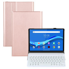 AM10S Detachable Bluetooth Backlight Keyboard Ultrathin Horizontal Flip Leather Tablet Case with Holder for Lenovo M10 Plus 10.3 inch X606F(Rose Gold)