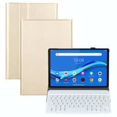 AM10S Detachable Bluetooth Backlight Keyboard Ultrathin Horizontal Flip Leather Tablet Case with Holder for Lenovo M10 Plus 10.3 inch X606F(Gold)