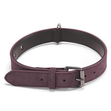 JINMAOHOU Dogs Double-Layer Leather Collar, Specification: M 49x2.7cm(Purple)