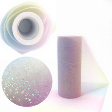 2 PCS Glitter Rainbow Net Yarn Roll for Photo Background / Desktop Decoration / Skirt, Length: 9m, Width: 15cm(ABK1 Pink Yellow Blue Gradient Glitter)