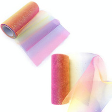 2 PCS Glitter Rainbow Net Yarn Roll for Photo Background / Desktop Decoration / Skirt, Length: 9m, Width: 15cm(ABK3 Rainbow Gradient Glitter)