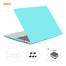 ENKAY 3 in 1 Matte Laptop Protective Case + US Version TPU Keyboard Film + Anti-dust Plugs Set for MacBook Pro 16 inch A2141 (with Touch Bar)(Cyan)