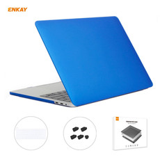 ENKAY 3 in 1 Matte Laptop Protective Case + US Version TPU Keyboard Film + Anti-dust Plugs Set for MacBook Pro 16 inch A2141 (with Touch Bar)(Dark Blue)