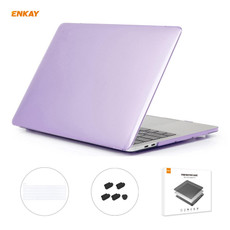 ENKAY 3 in 1 Crystal Laptop Protective Case + EU Version TPU Keyboard Film + Anti-dust Plugs Set for MacBook Pro 16 inch A2141 (with Touch Bar)(Purple)