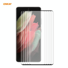 For Samsung Galaxy S21 Ultra 5pcs ENKAY Hat-Prince 0.26mm 9H 3D Explosion-proof Full Screen Curved Heat Bending Tempered Glass Film