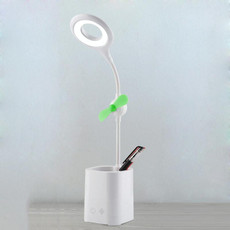 WS-8010 LED Fan Desk Lamp Bedside Desk USB Folding Desk Lamp, Colour: Pen Holder Green  Fan Blade