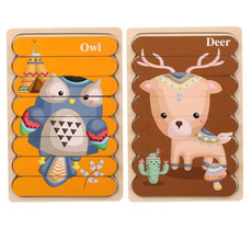QBT01 Children Double-Sided Wooden Puzzle Bar Puzzle Toy(Owl + Deer) QBT01 Children Double-Sided Wooden Puzzle Bar Puzzle Toy(Owl + Deer)