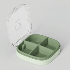 3 PCS Portable Small Pill Box Sealed Portable Travel Pill Box Green 4 Grid
