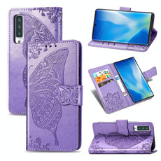 For Arrows NX9 F-52A Butterfly Love Flower Embossed Horizontal Flip Leather Case with Bracket / Card Slot / Wallet / Lanyard(Light Purple)