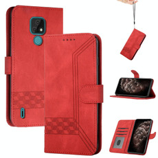 For Motorola Moto E7 Cubic Skin Feel Flip Leather Phone Case(Red) For Motorola Moto E7 Cubic Skin Feel Flip Leather Phone Case(Red)