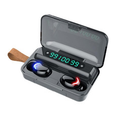 F9-5C Three-screen Digital Display Noise Reduction Bluetooth Earphone with Hand Strap(Black)