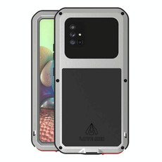 For Samsung Galaxy A71 5G LOVE MEI Metal Shockproof Waterproof Dustproof Protective Case with Glass(Silver)