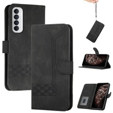For OPPO Reno4 Pro 4G Cubic Skin Feel Flip Leather Phone Case(Black)