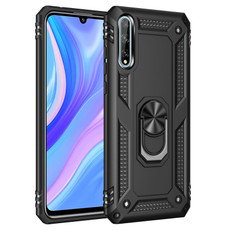 For Huawei Y8p Shockproof TPU + PC Protective Case with 360 Degree Rotating Holder(Black)