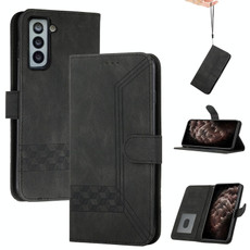 For Samsung Galaxy S21 5G Cubic Skin Feel Flip Leather Phone Case(Black)