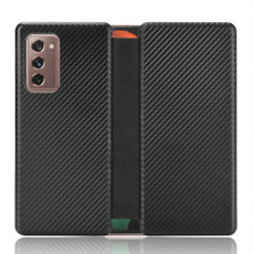 For Samsung Galaxy Z Fold2 5G Carbon Fiber Texture Horizontal Flip TPU + PC + PU Leather Case with Card Slot(Black)