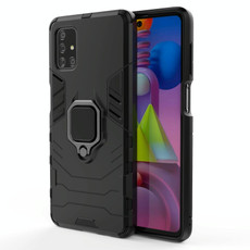 For Samsung Galaxy M51 PC + TPU Shockproof Protective Case with Magnetic Ring Holder(Black)
