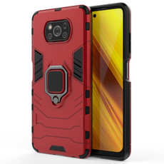 For Xiaomi Poco X3 NFC PC + TPU Shockproof Protective Case with Magnetic Ring Holder(Red)