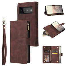 For Google Pixel 6 Pro Multifunctional Phone Leather Case with Card Slot & Holder & Zipper Wallet & Photo Frame(Coffee)
