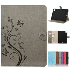 For iPad Pro 11 (2020) Butterfly Flower Embossing Pattern Horizontal Flip Leather Tablet Case with Holder & Card Slots & Wallet(Grey)