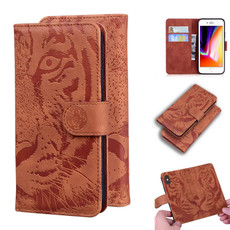 For iPhone SE 2022 / SE 2020 / 8 / 7 Tiger Embossing Pattern Horizontal Flip Leather Case with Holder & Card Slots & Wallet(Brown)