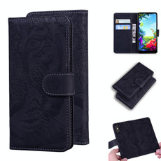 For LG K40S Tiger Embossing Pattern Horizontal Flip Leather Case with Holder & Card Slots & Wallet(Black)