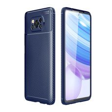 For Xiaomi Poco X3 NFC Carbon Fiber Texture Shockproof TPU Case(Blue)