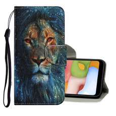 For Samsung Galaxy A20 / A30 Coloured Drawing Pattern Horizontal Flip PU Leather Case with Holder & Card Slots & Wallet & Lanyard(Lion)