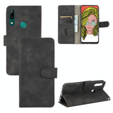 For Huawei P smart Z / Y9 Prime (2019) Solid Color Skin Feel Magnetic Buckle Horizontal Flip Calf Texture PU Leather Case with Holder & Card Slots & Wallet(Black)