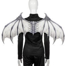 Halloween Carnival Party Props Creative Foldable Non-woven Fabric Devil Bone Wings(White Black Bone)