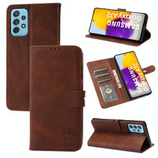 For Samsung Galaxy A33 5G Embossed Happy Cat Pattern Leather Phone Case(Brown)