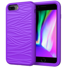 For iPhone SE 2022 / SE 2020 Wave Pattern 3 in 1 Silicone+PC Shockproof Protective Case(Purple)