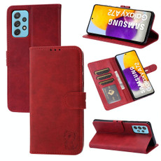 For Samsung Galaxy A33 5G Embossed Happy Cat Pattern Leather Phone Case(Red)