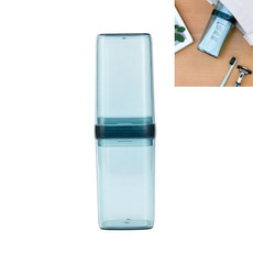 2 PCS Travel Toothbrush Box Portable Couples Set Mouthwash Cup(Transparent Blue)