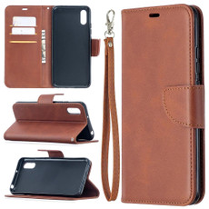 For Xiaomi Redmi 9A Retro Lambskin Texture Pure Color Horizontal Flip PU Leather Case with Holder & Card Slots & Wallet & Lanyard(Brown)