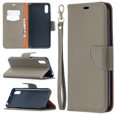 For Xiaomi Redmi 9A Litchi Texture Pure Color Horizontal Flip PU Leather Case with Holder & Card Slots & Wallet & Lanyard(Gray)