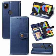 For Google Pixel 4A Retro Solid Color Leather Buckle Phone Case with Lanyard & Photo Frame & Card Slot & Wallet & Stand Function(Blue) For Google Pixel 4A Retro Solid Color Leather Buckle Phone Case with Lanyard & Photo Frame & Card Slot & Wallet & Stand Function(Blue)