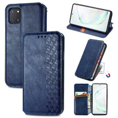 For Galaxy Note 10 Lite/A81/M60S Cubic Grid Pressed Horizontal Flip Magnetic Leather Case with Holder & Card Slots & Wallet(Blue)