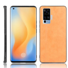 For Vivo X50 Pro Shockproof Sewing Cow Pattern Skin PC + PU + TPU Case(Orange)