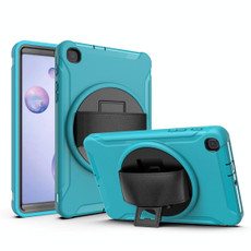 For Samsung Galaxy Tab A 8.4 (2020) T307 360 Degree Rotation PC+TPU Protective Cover with Holder & Hand Strap & Pen Slot(Light Blue)