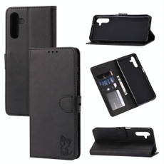 For Samsung Galaxy A13 5G Embossed Happy Cat Pattern Leather Phone Case(Black)