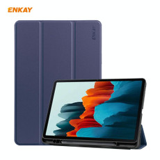 ENKAY ENK-8011 PU Leather + TPU Smart Case with Pen Slot for Samsung Galaxy Tab S8 / Galaxy Tab S7 11.0 T870 / T875(Dark Blue)