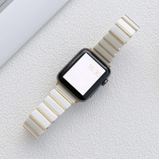 Ceramic One-bead Steel Strap Watch Band For Apple Watch Ultra 49mm&Watch Ultra 2 49mm / Series 9&8&7 45mm / SE 3&SE 2&6&SE&5&4 44mm / 3&2&1 42mm(White Gold) Ceramic One-bead Steel Strap Watch Band For Apple Watch Ultra 49mm&Watch Ultra 2 49mm / Series 9&8&7 45mm / SE 3&SE 2&6&SE&5&4 44mm / 3&2&1 42mm(White Gold)