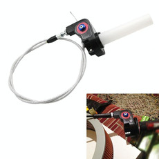Off-road Motorcycle Modified 22mm Handle Throttle Clamp Hand Grip Big Torque Oil Visual Throttle Accelerator for with Cable(Red with Silver Throttle Cable)
