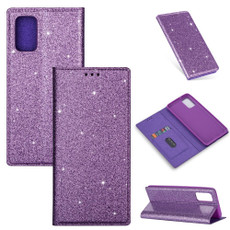 For Samsung Galaxy S20 Ultrathin Glitter Magnetic Horizontal Flip Leather Case with Holder & Card Slots(Purple)