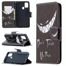 For Samsung Galaxy A21s Colored Drawing Pattern Horizontal Flip Leather Case with Holder & Card Slots & Wallet(Smirk)